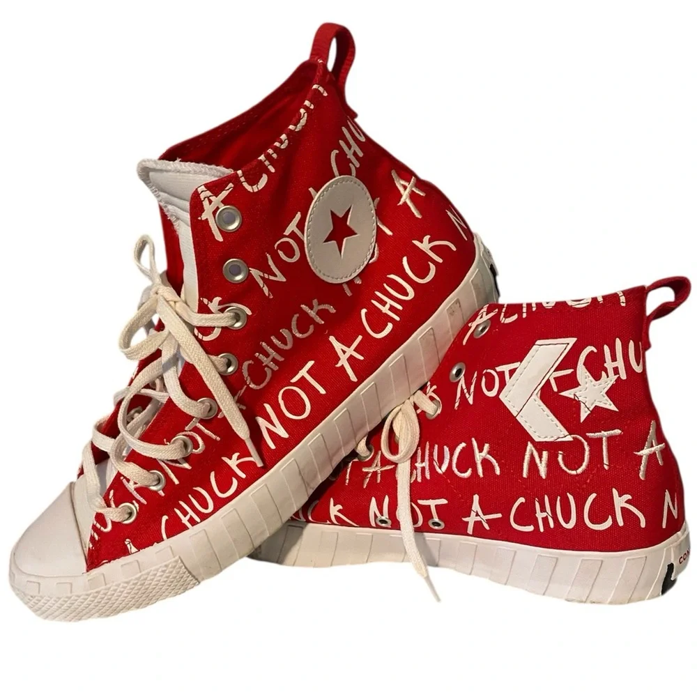 Converse High Top Shoe Sneaker Red Size 12 Men Not A Chuck - Picture 2 of 6